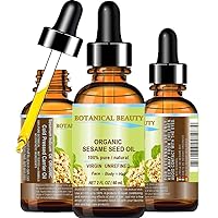Organic SESAME SEED OIL 100% Pure Natural Virgin Unrefined Undiluted Cold Pressed Carrier Oil for Face, Skin, Body, Hair, Massage, Nails. 2 Fl. oz - 60 ml