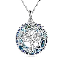 YFN 16th 18th 30th 40th 50th 60th Birthday Gifts Necklace for Daughter Sterling Silver Tree of Life Necklace with Blue Crystal Mothers Day Christmas Jewelry Gifts for Women Wife Girlfriend