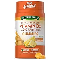 Nature's Truth Vitamin D3 Gummies | 2000 IU | 70 Count | Vegetarian, Non-GMO and Gluten Free Supplement | Pineapple Flavor