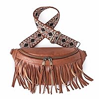 Hippie Tassel Sling Crossbody Shoulder Bag Women Ladies Satchel Chest Bag Fanny Packs PU Leather Casual Daybag