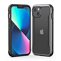 RAPTIC Shield Protective Clear Case, Shockproof for iPhone 13 / 14, Military 10ft Drop Tested, Durable Aluminum Frame, Anti-Yellowing Technology, Black