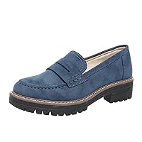 Womens Loafers Shoes Platform Chunky Penny Loafer Lug Sole Comfortable Slip On Work Office Business Casual Dress Shoes, US Size 5-11