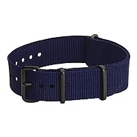 Clockwork Synergy, LLC 20mm Premium Nato PVD Nylon Solid Navy Blue Interchangeable Replacement Watch Strap Band