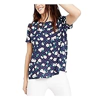 Womens Pocketed Floral Button Down Blouse