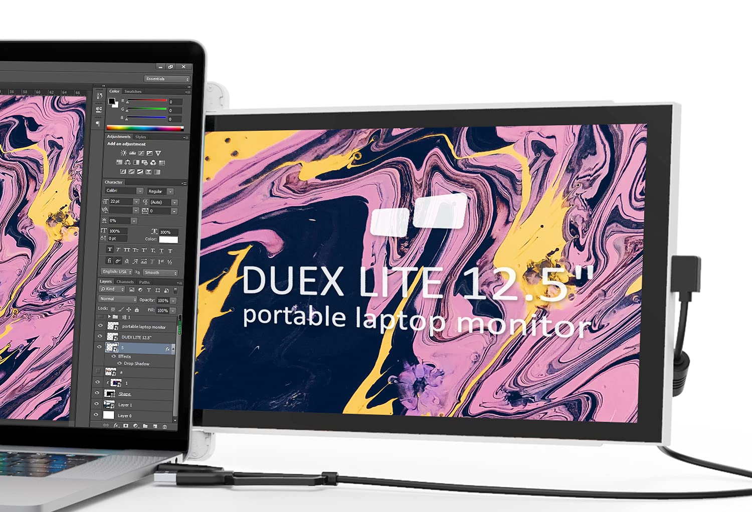 Duex Lite Portable Monitor for Laptop, 【2022 Upgrade】 Mobile Pixels 12.5" Full HD IPS Dual Monitor for laptops, USB C/USB A Powered Plug and Pl...