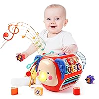CUTE STONE Baby Activity Cube Toy, Sensory & Montessori Toys for Toddlers, Learning Cube Toys with Music & Lights，Baby Sensory Fine Motor Skills Developmental Toys, First Birthday Gift for Kids