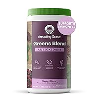 Amazing Grass Greens Blend Antioxidant: Super Greens Powder Smoothie Mix with Organic Spirulina, Beet Root Powder, Elderberry & Probiotics, Sweet Berry, 60 Servings (Packaging May Vary)