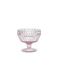 Fortessa Archie Glass Footed Dessert Bowl Set of 6, 10 Ounce, Pink