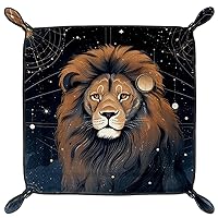 Sign of Brown Lion Microfiber Leather Dice Trays Folding for RPG DND Table Games, Leather Dice Holder Storage Box Portable Folding Rolling Dice Tray, 20.5x20.5cm