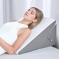 ROCYJULIN Wedge Pillow for Sleeping, 9 & 12 Inch Adjustable Memory Foam Incline Elevated Pillow Wedge, Triangle Wedge Pillows for After Surgery, Acid Reflux and Snoring, Dark Grey & White