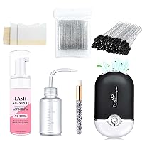 Eyelash Extension Cleanser, 60ml/2.02fl. oz Lash Shampoo Kits with Microbrush Mascara Wands Eyelash Cleaning Brush Eyelashes Patch Sticker Wash Bottle Lash Remover for Lash Extensions