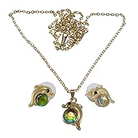 Multicolor Crystal Gold Plated Necklace & Earring Jewelry Set for Girls