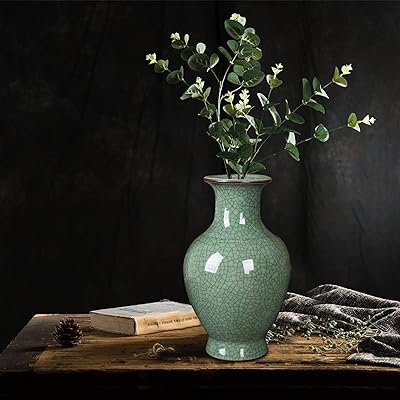 Mua Green Ceramic Vase for Home Decor, Rustic Oriental Vases ...
