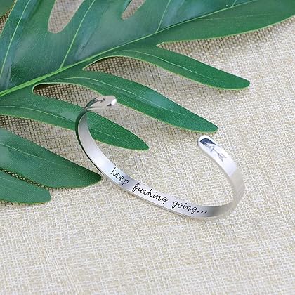 JoycuFF Inspirational Bracelets for Women Mom Personalized Gift for Her Engraved Mantra Cuff Bangle Crown Birthday Jewelry