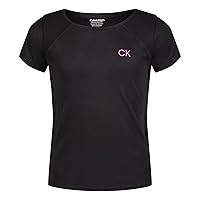 Girls' Short Sleeve Performance T-Shirt, Crew-Neck Neckline & Logo Detailing