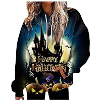 Women's Tops Long Sleeve, Women Shirts and Blouses Sleeve Shirts Dressy Casual Business Outfits Halloween Women's Fashion Daily Versatile Casual Crewneck Sweatshirts Printed Top (XXL, Dark Blue)