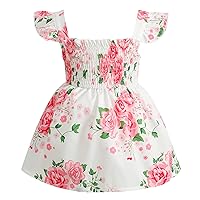 Toddler Girls Fly Sleeve Floral Prints Princess Dress Dance Party Dresses Clothes Cute Baby Girl Outfits
