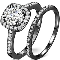 Silver Rose Gold 1.5 Carat Wedding Engagement Eternity Bridal Ring Set