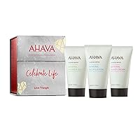 AHAVA Love Triangle Body Trio - Includes Mineral Hand Cream, Mineral Body Lotion & Mineral Shower Gel, Enriched with Exclusive Dead Sea Mineral Blend Osmoter, 3 x 1.3 Fl.Oz