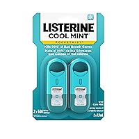 Listerine Cool Mint Pocketmist, Oral Care Mist for Fresh Breath, Non-Aerosol Sugar-Free Bad Breath Refresher Spray to Kill 99% of Bad Breath Germs, Portable, Cool Mint Flavor, 2 x 7.7 mL