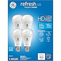 GE Refresh LED Light Bulbs, 60 Watt, Daylight, A19 (4 Pack)