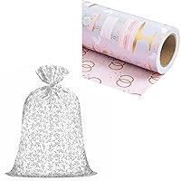 WRAPAHOLIC Reversible Wedding Wrapping Paper Roll & Silver Floral 56