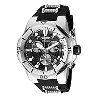 Invicta Men's Bolt Stainless Steel Quartz Watch with Silicone Strap, Steel, Black, 30 (Model: 31166)