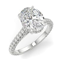 3CT Oval Colorless Moissanite Engagement Ring Wedding Bridal Ring Set Eternity Antique Vintage Solitaire Hidden Halo Dainty Statement Minimalist Promise Anniversary Ring Gift Her