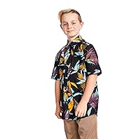Volcom Leaf Spray Hawaiian Print Short Sleeve Button Down Shirt (Big Little Boys Sizes)