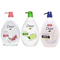 Body Wash Variety Pack Set of 3, Deeply Nourishing, Refreshing Cucumber, Exfoliating Scent, 550 ml Pump Bottle