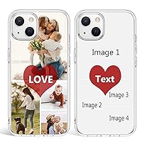 Custom Photos Phone Case for iPhone 11/12/13/13 Pro/ 13 Pro Max/XR/XS Max Personalized Pictures Name Love Heart Collage Soft TPU Bumper + Hard PC Back Case Full Cover Protection Customized