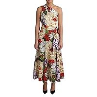 Dolce & Gabbana Print Silk Stretch One Shoulder Floral Dress