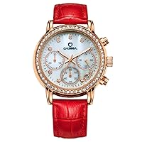 Fashion Luxury Brand Red Women Quartz Wrist Watches Stainless Steel Leather SP-2603-RL18