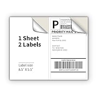 Half Sheet Shipping Labels for Laser and Inkjet Printers – 2 Per Page Self Adhesive Mailing Labels – White 8.5 x 5.5 (200 Labels) (2LP)