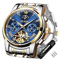 OLEVS Mens Watch Automatic Mechanical Tourbillon Self Winding Luxury Stainless Steel Waterproof Luminous Date Wrist Watch