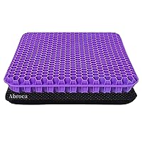 Gel Seat Cushion for Long Sitting, Double Thick Office Desk Home Wheelchair Seat Cushions for Back Hip Sciatica Tailbone Pain Sore Pressure Relief, Gel Cooling Game Chair Pads for Car Truck Driver