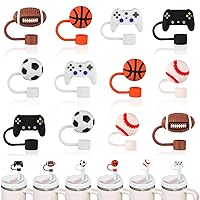 12 Pcs Baseball Straw Topper for Stanley, Straw Covers Boys for Stanley Cup, Softball Straw Topper Compatible with Stanley 30&40 Oz 10mm Boy Straw Covers Cap for Stanley Cups Accessories