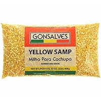 Gonsalves YELLOW SAMP Milho Para Cachupa (Dried Yellow HOMINY CORN) Net Wt/PESO LIQ 32 oz (2LB) 908g