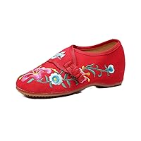 TRC Morning Glory Embroidered Women's Flat Shoes Canvas Embroidered Fabric Shoes Women's Loafer Shoes Big Size 34-43