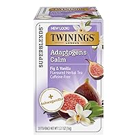Twinings Superblends Adaptogens Calm with Ashwagandha Fig & Vanilla Flavoured Herbal Tea Caffeine-Free, 18 Tea Bags (Pack of 6), Enjoy Hot or Iced