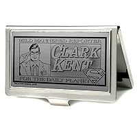 Business Card Holder Clark Kent Pose Mild Mannered Reporter Brushed Silver Black Small