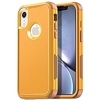 AICase Rugged Case for iPhone XR,Heavy Duty 3-Layer Pocket-Friendly Durable Military Grade Protection Shockproof/Drop Proof Protective Cover for iPhone XR 6.1”_7 Yellow
