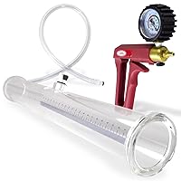 LeLuv Buddy Penis Pump Maxi Red Handle and Rubber Protected Gauge 20 inch x 2.25 inch Double-Ended Natural Male Enhancement Cylinder