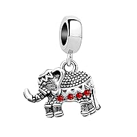 Elephant Birthstone Dangle Bead Birthday Charms Compatible with Pandora Bracelet for Women
