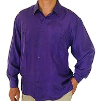 100% Silk Shirts for Men (Purple) Made of Real Mulberry Silk Cocoons Long Sleeve