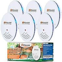 BH-1, Ultrasonic Pest Repeller - Electronic & Ultrasound, Indoor Plug-in Repellent - Get rid of - Rodents, Mice, Squirrels, Bats, Insects, Bed Bugs, Ants, Fleas, Spiders, Roaches (Blue, 6 Pack)