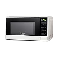 COMMERCIAL CHEF 1.1 Cu Ft Microwave with 10 Power Levels, Small Microwave with Push Button, 1000W Countertop Microwave with Kitchen Timer, Door Lock, & Digital Controls, White