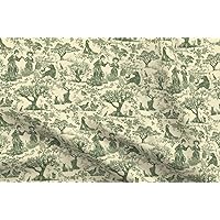 Spoonflower Fabric - Vintage Toile Sage Green Southern Victorian Countryside Rustic Printed on Organic Cotton Sateen Fabric Fat Quarter - Sewing Quilting Apparel Home Decor