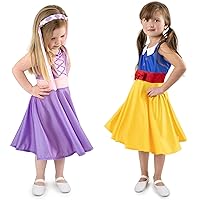 Little Adventures Rapunzel & Snow White Princess Twirl Dress Up Bundle - Machine Washable (Small Size 4)