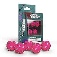 Modiphius Entertainment: Dreams and Machines: Dice Set - Hot Pink - 5 d20 RPG Dice Set, Roleplaying Accessory